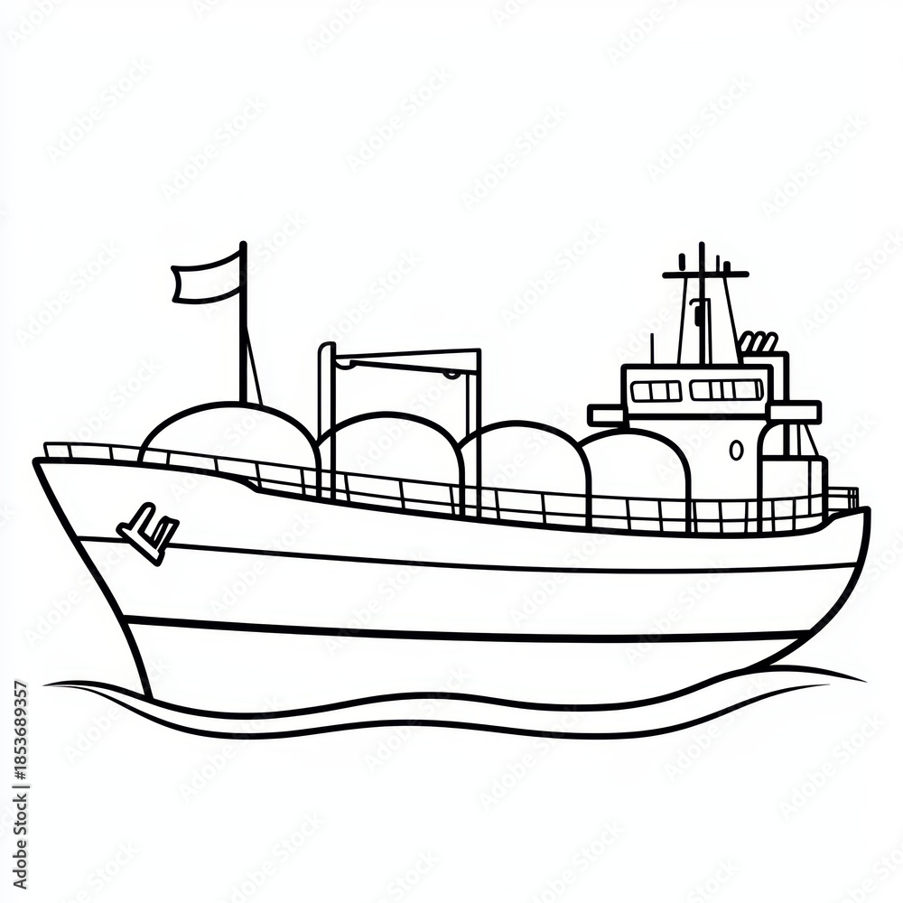 Obraz premium Monochrome vessel sailing the seas, transporting goods across the water.