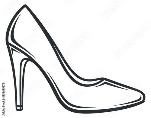 A high heel shoe in minimalist outline vector style, perfect for fashion branding and design projects
