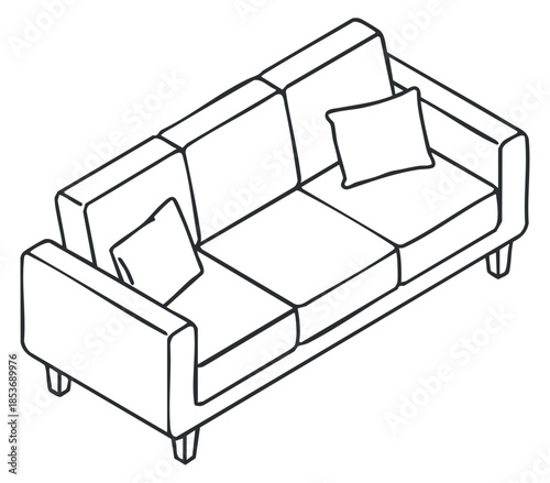 A minimalist outline illustration of a modern sofa, perfect for interior design and furniture concepts