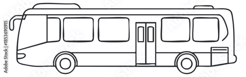 A side view of a public transport bus in a simple black outline vector style, suitable for urban transportation designs