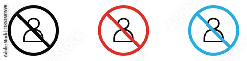 No account sign icon vector. No user access, forbidden person, restriction and privacy symbol. vector illustration.