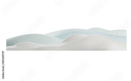 White playground 3D plastic style, vector winter nature design element, cartoon field or lawn covered with snow land