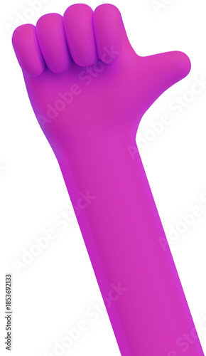 Thumb up hand gesture pink bright color, like sign vector 3D cartoon plastic style, approval emoji and positive feedback