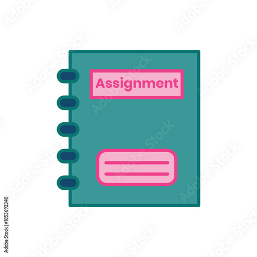 Assignment flat icon for education, study, and academic task concepts. Clean vector design for schools, e-learning apps, classroom tools, UI, websites, and digital education platforms.