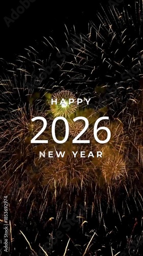 Happy New Year 2026 Celebration with Fireworks