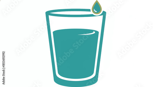 A simple glass of water icon representing daily hydration. Minimalist flat design vector illustration. Health and wellness drink symbol