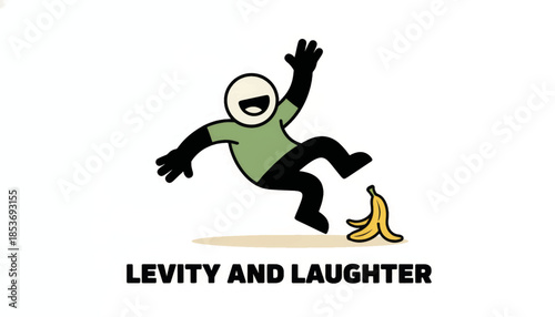 A cartoon character slipping on a banana peel. Humorous vector illustration of an accident and mistake. Levity and laughter concept design
