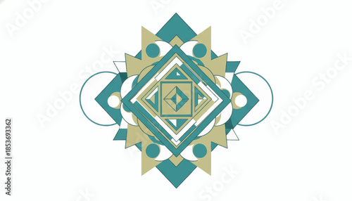 Abstract geometric symbol with layered shapes. Symmetrical vector illustration for a modern logo or emblem. Intricate decorative pattern
