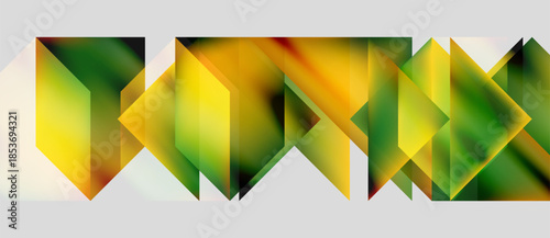 Abstract geometric shapes, vibrant yellow, green hues. Repeating pattern creates dynamic visual flow. Minimalist design, modern aesthetic.