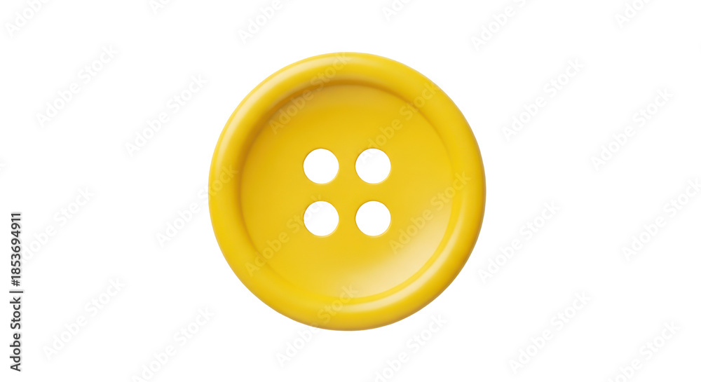 Fototapeta premium Yellow plastic button isolated on transparent background