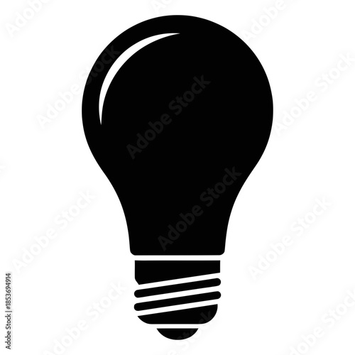 Minimalist black light bulb silhouette, symbolizing bright inspiration, innovative thought, clarity, and the genesis of impactful ideas for modern progress and solutions