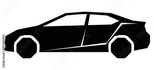 Sleek modern car silhouette, ideal for illustrating efficient urban transportation and contemporary automotive design