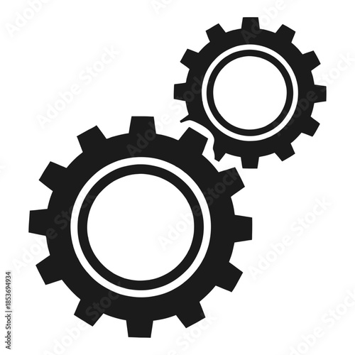 Dynamic graphic representation of two meshing gear cogs, symbolizing synchronized mechanical operations, seamless industrial processes, and collaborative engineering solutions