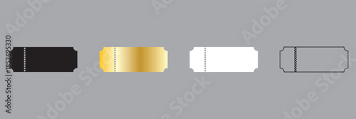 Empty paper coupons and tickets icon. VIP pass, cinema or event invitations tickets.  Ticket mockup designs.