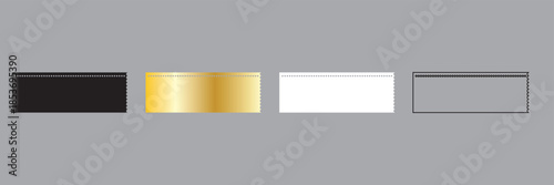 Empty paper coupons and tickets icon. VIP pass, cinema or event invitations tickets.  Ticket mockup designs.