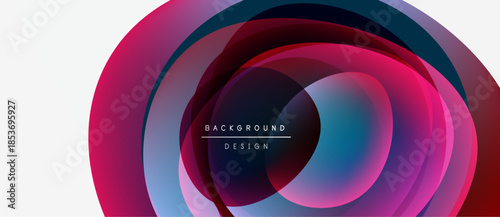 Abstract circular design. Layers overlap, creating vibrant color gradients. Text reads background design within central shape. Modern aesthetic.