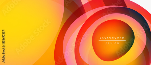 Abstract vibrant circles, gradients. Yellow, orange, red, purple hues blend smoothly. Modern design element for backgrounds.