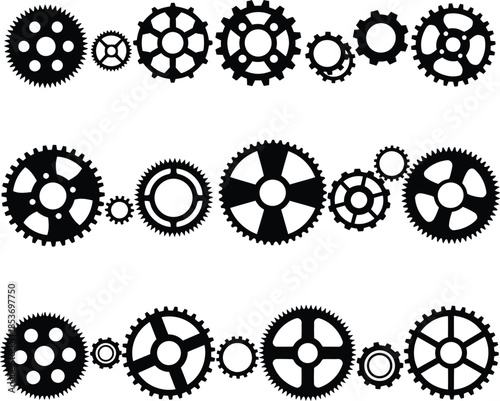 Mechanical gears and cogs interlocking illustration