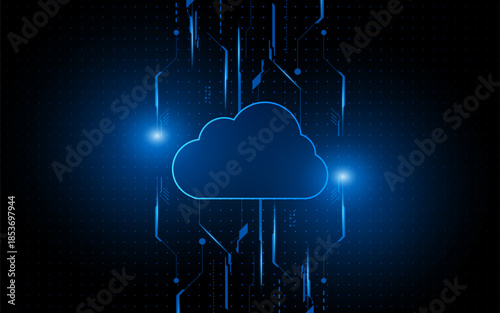 Modern cloud technology futuristic, online storage, work from home	
