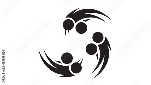 A striking stylized circular elements creating a bold visual impact