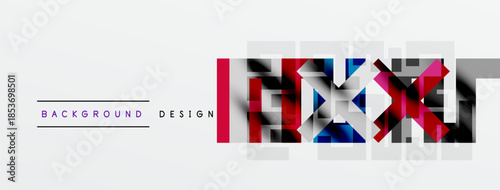 Abstract geometric pattern. Red, white, blue squares create dynamic visual effect. Minimalist design suitable for backgrounds, presentations.
