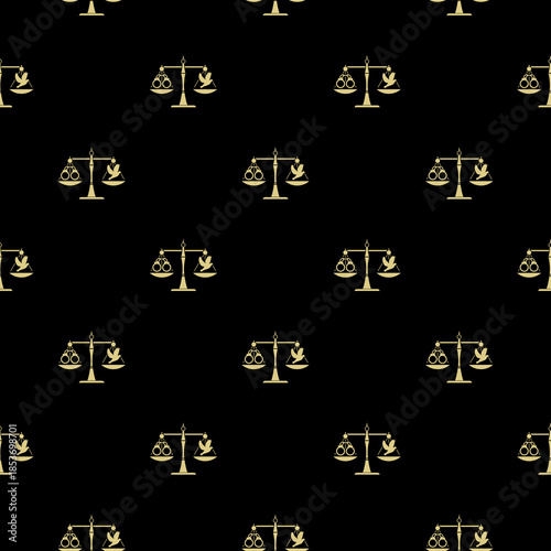 Jail or freedom justice scale seamless pattern isolated on black background