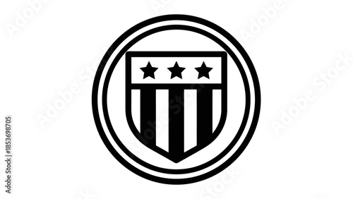 Patriotic American Shield Emblem Line Icon Vector
