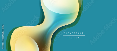 Abstract flowing shapes, gold hues over teal background. Modern design element, smooth gradients create dynamic visual effect.