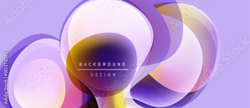 Abstract fluid shapes overlap, creating vibrant purple, pink hues. Modern design element for backgrounds, presentations.