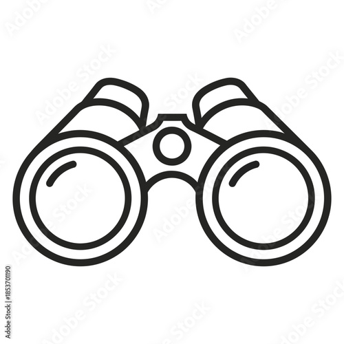 Binoculars illustration, exploration and discovery symbol with optical zoom lens, perfect for travel and adventure themes, visually representing search and observation