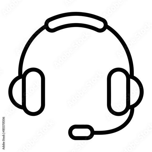 Headset with Microphone Icon A Versatile Symbol for Communication, Support, and Online Interaction - Perfect for Tech, Business, and Gaming Needs