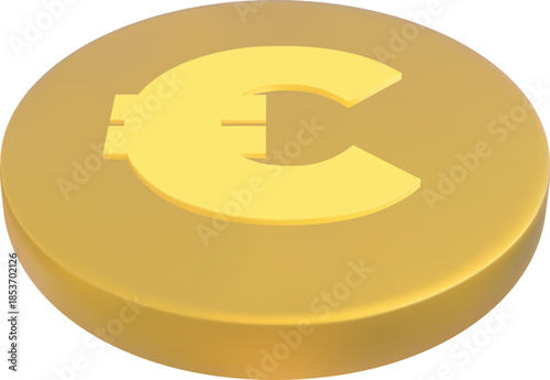 Euro coin falling, vector money cash golden coin, European currency, financial investment, wealth symbol, payment, bank