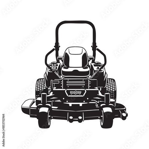 Silhouette of a commercial lawn mower isolated on transparent background
