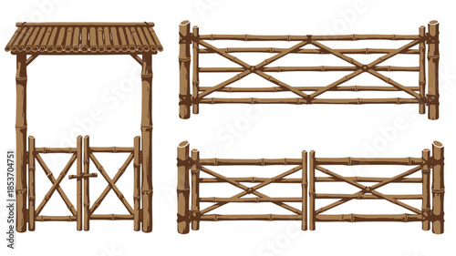 Bamboo structures a garden gate fence sections and decorative elements