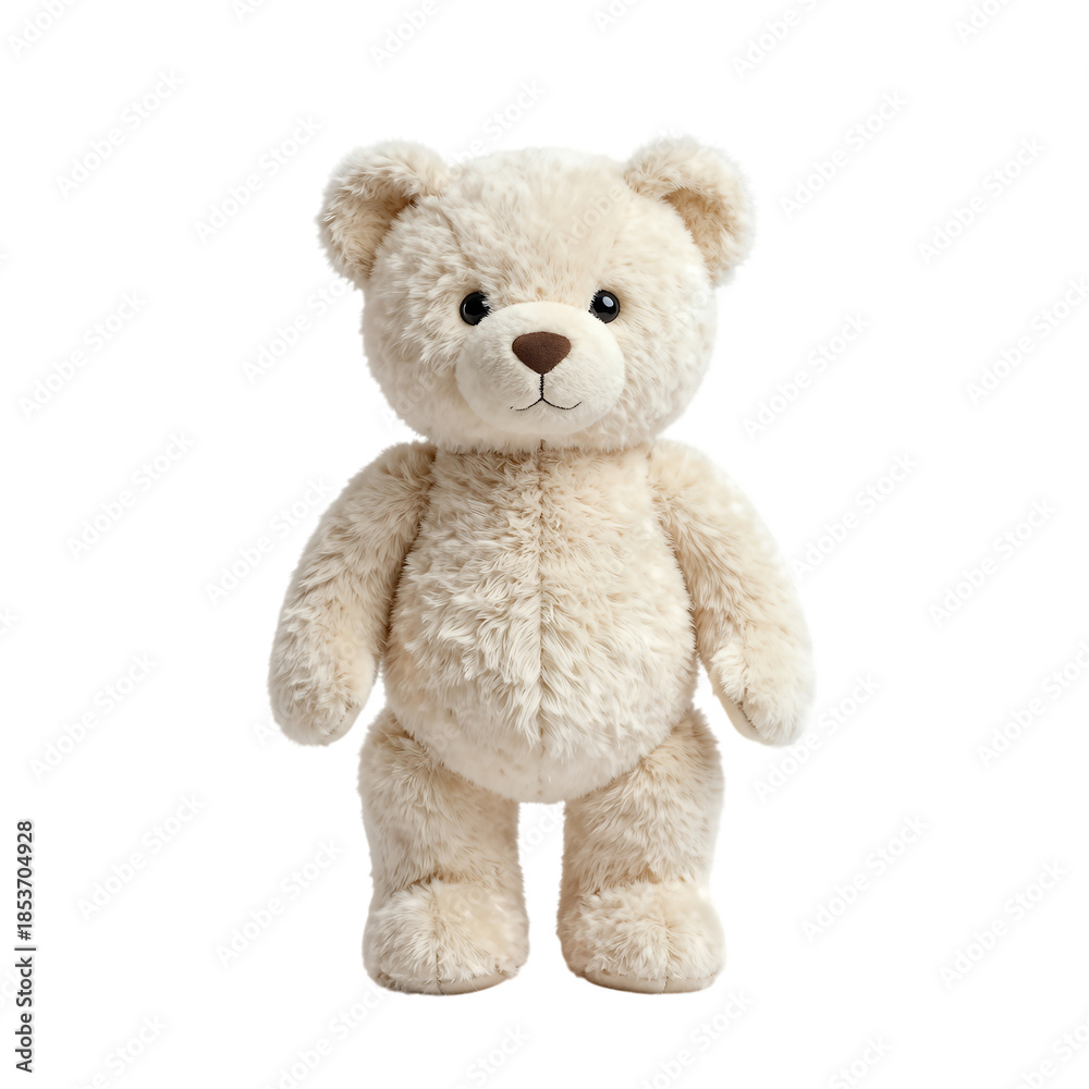 Fototapeta premium Adorable cream-colored stuffed teddy bear standing upright