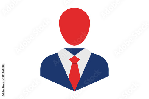 Professional Executive Administrator Profile Icon with Tie and Collar, Corporate Business Management Concept.