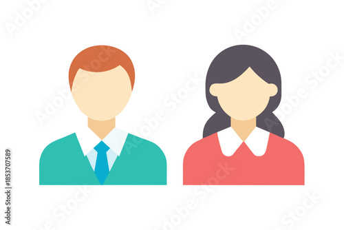 Clean Vector Stroke Male and Female Moderator Icons, Representing User Roles and Community Management in a Simple Style.