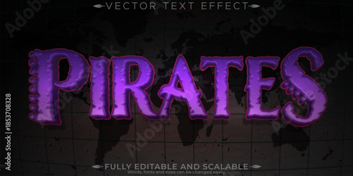 Pirates text effect, editable ship and adventure text style