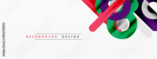 Abstract colorful design. Dynamic shapes overlap, creating modern visual effect. White background enhances vibrant hues.