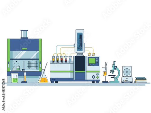 Modern Laboratory Equipment Setup for Scientific Research and Analysis.