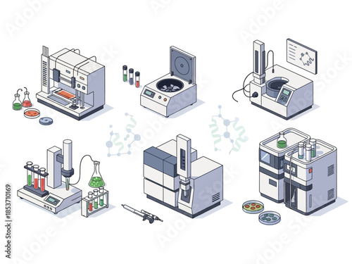 Collection of Scientific Laboratory Equipment and Instruments.