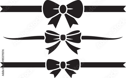 Three black bows on ribbons