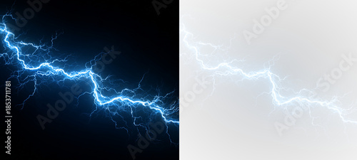 Electric blue lightning bolts illuminate the storm with intense light and energy. Sparks flash danger while thunder rolls across the sky. PNG format preserves every bolt.
