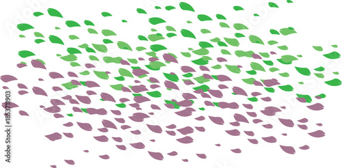 Colorful irregular shapes scattered randomly green and purple