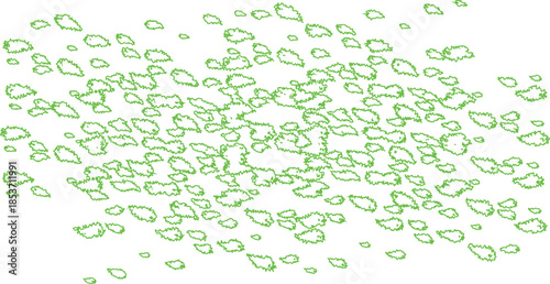 Collection of green leaf shapes scattered across a plain