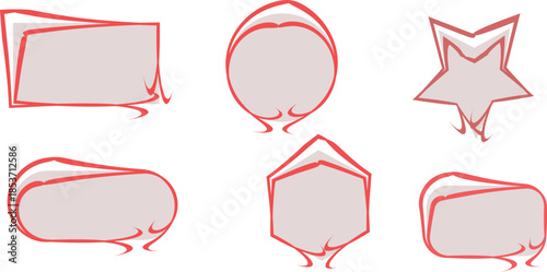 Collection of various shapes outlined in red circle, star, irregular