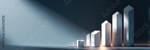 Abstract representation of financial growth with towering blocks symbolizing progress and success in a modern setting.