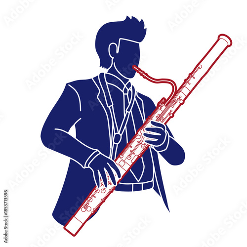 Bassoon Musician Orchestra Instrument Cartoon Graphic Vector 