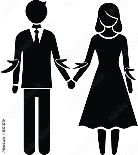Couple holding hands together wedding anniversary silhouette