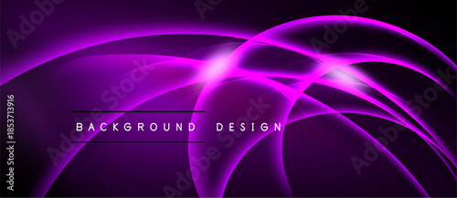 Abstract purple lines create dynamic background. Smooth curves suggest movement, light effects enhance visual appeal. Modern design element.